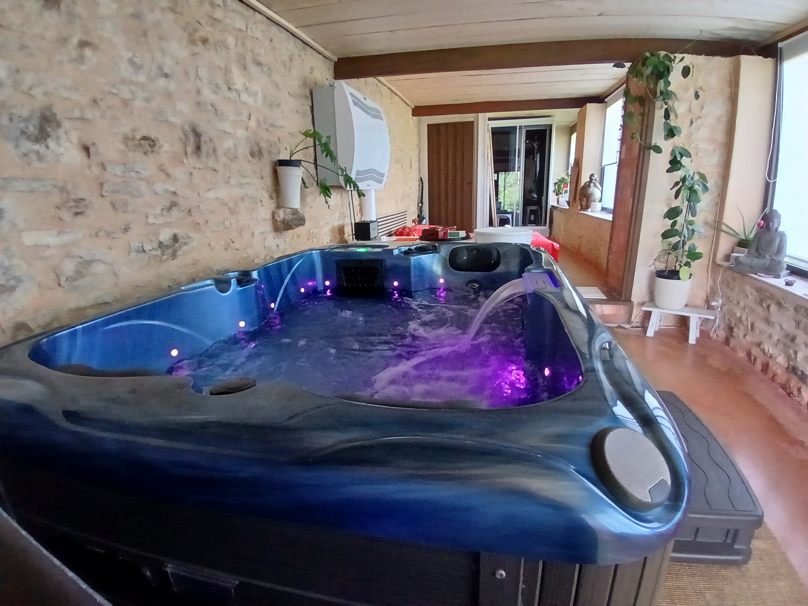 Terrasse chambre Bien-Être vue jardin - Séjour zen Villeneuve d'Aveyron